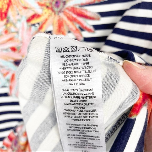 French Connection Navy Striped Floral Dress - Picture 6 of 8